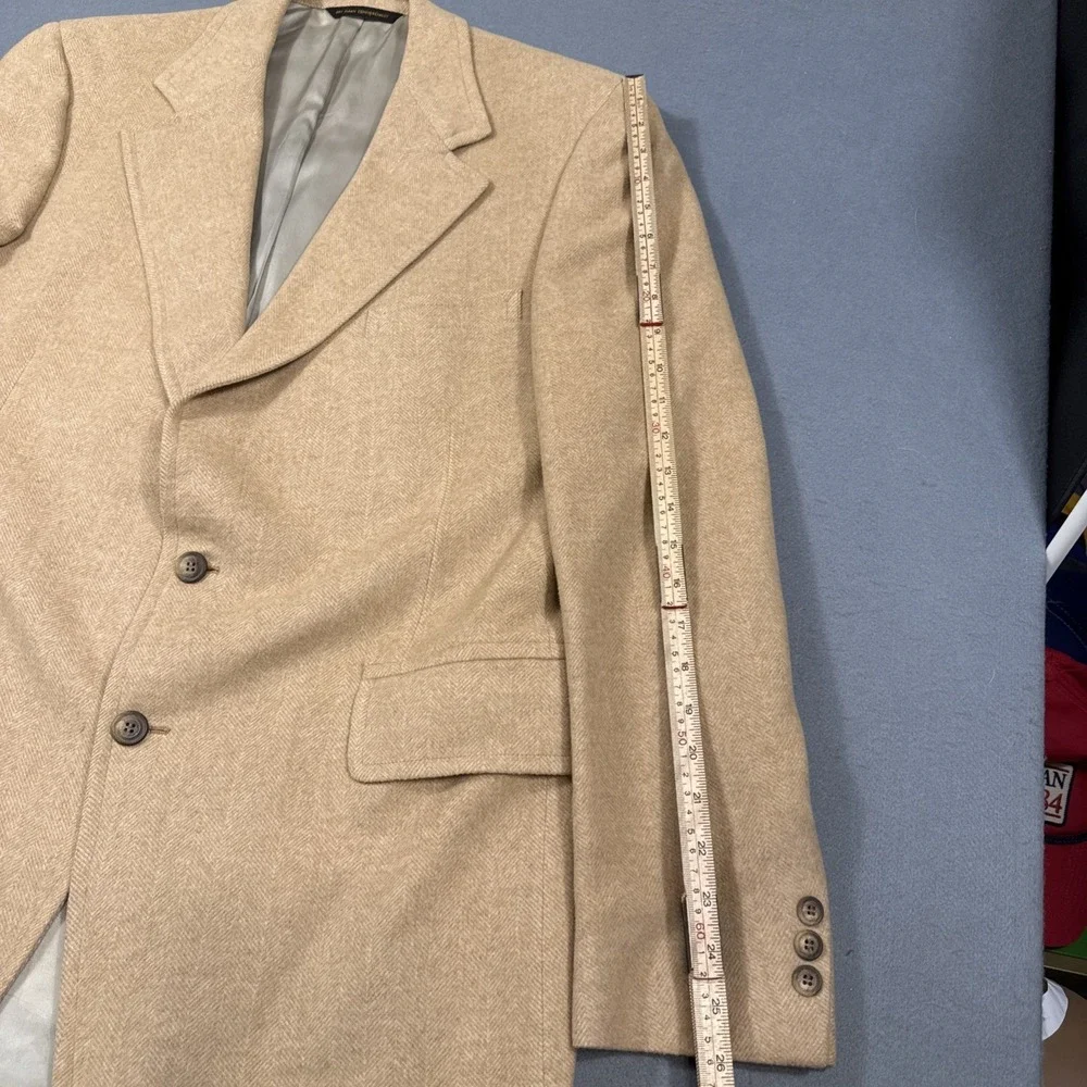 100% Cashmere Blazer Sport Coat in‎ Tan Men's Size 44 Long Kingsbridge